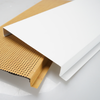 150mm Wooden Color Aluminum H Strip Ceiling Design for Metro Station