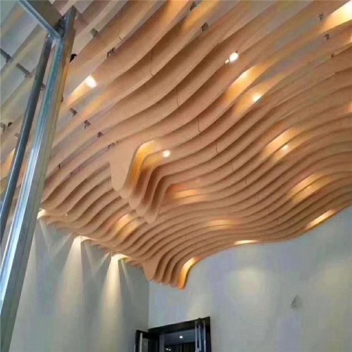 Curved Ceiling Design Custom Aluminum Fireproof Wave Baffle Ceiling Tile for Interior Wall Roof Decoration