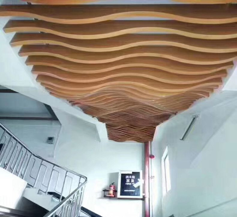 Curved Ceiling Design Custom Aluminum Fireproof Wave Baffle Ceiling Tile for Interior Wall Roof Decoration