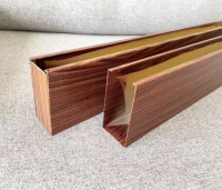 25X100 Aluminum U Shaped Baffle Ceiling Wood Color Ceiling Panel for Metro Station